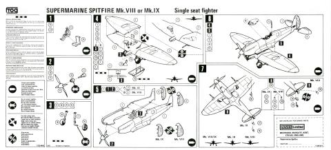 Инструкция по сборке FROG Black series F233 Supermarine Spitfire F.Mk.8/9, 1976